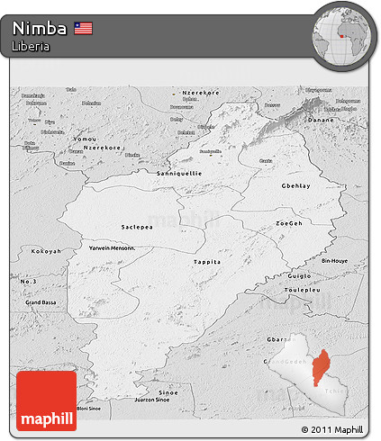 Silver Style Panoramic Map of Nimba