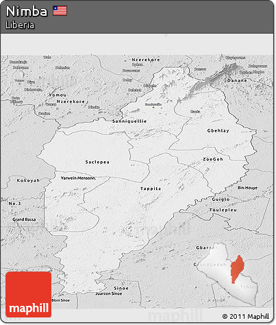 Silver Style Panoramic Map of Nimba
