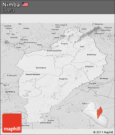 Silver Style Panoramic Map of Nimba