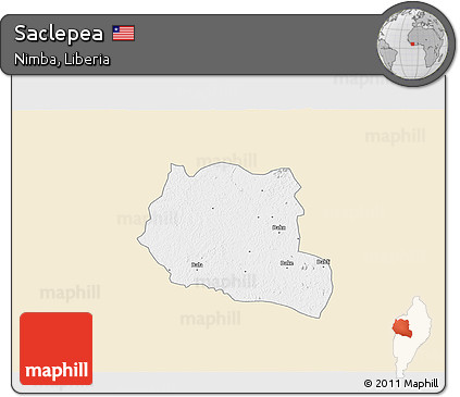 Classic Style 3D Map of Saclepea, single color outside