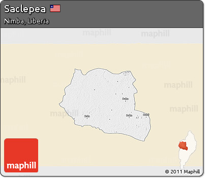 Classic Style 3D Map of Saclepea, single color outside