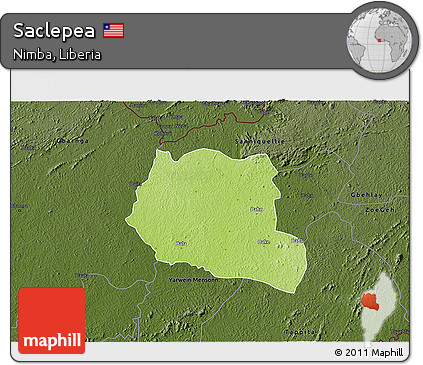 Physical 3D Map of Saclepea, darken