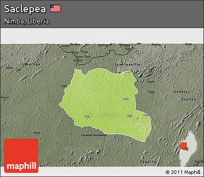 Physical 3D Map of Saclepea, darken, semi-desaturated