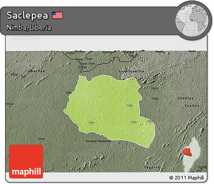Physical 3D Map of Saclepea, darken, semi-desaturated