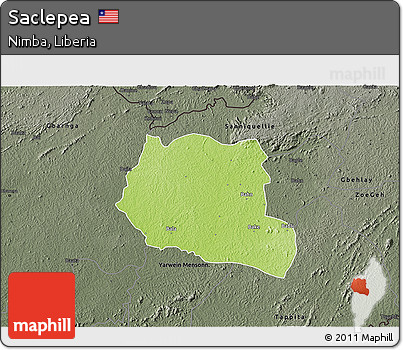 Physical 3D Map of Saclepea, darken, semi-desaturated