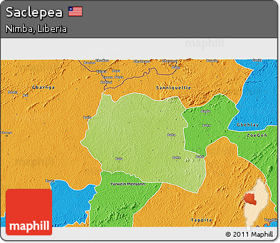 Physical 3D Map of Saclepea, political outside