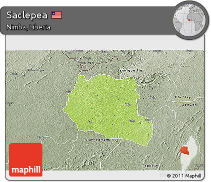 Physical 3D Map of Saclepea, semi-desaturated
