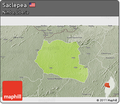 Physical 3D Map of Saclepea, semi-desaturated