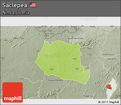Physical 3D Map of Saclepea, semi-desaturated