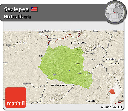 Physical 3D Map of Saclepea, shaded relief outside