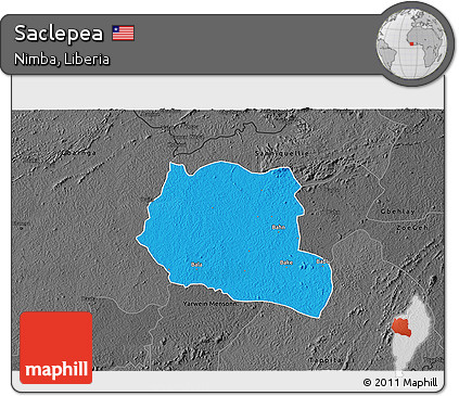 Political 3D Map of Saclepea, darken, desaturated