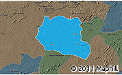 Political 3D Map of Saclepea, darken, semi-desaturated