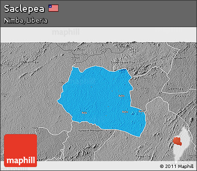 Political 3D Map of Saclepea, desaturated