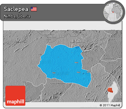 Political 3D Map of Saclepea, desaturated