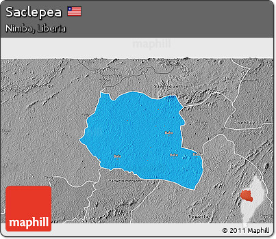Political 3D Map of Saclepea, desaturated