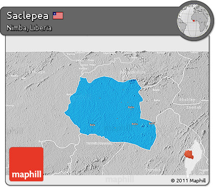 Political 3D Map of Saclepea, lighten, desaturated