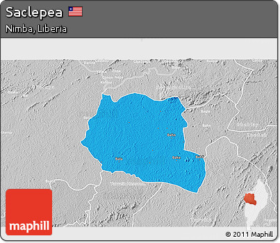 Political 3D Map of Saclepea, lighten, desaturated