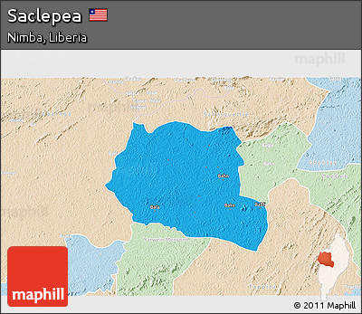 Political 3D Map of Saclepea, lighten