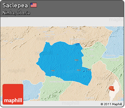 Political 3D Map of Saclepea, lighten
