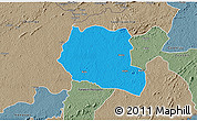 Political 3D Map of Saclepea, semi-desaturated