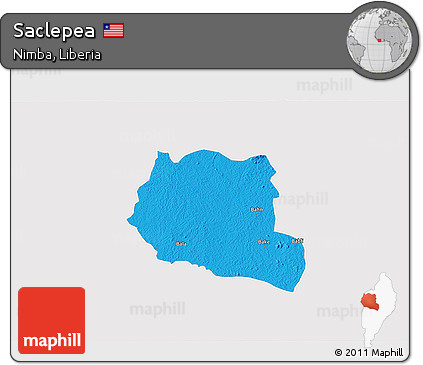 Political 3D Map of Saclepea, single color outside