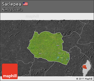 Satellite 3D Map of Saclepea, darken, desaturated