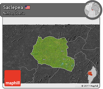 Satellite 3D Map of Saclepea, darken, desaturated