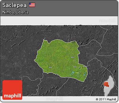 Satellite 3D Map of Saclepea, darken, desaturated