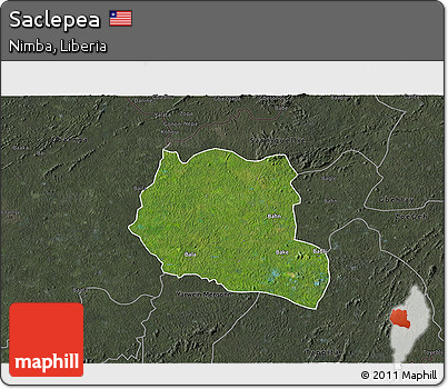 Satellite 3D Map of Saclepea, darken, semi-desaturated