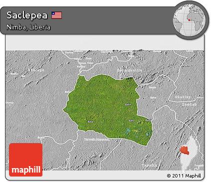 Satellite 3D Map of Saclepea, lighten, desaturated