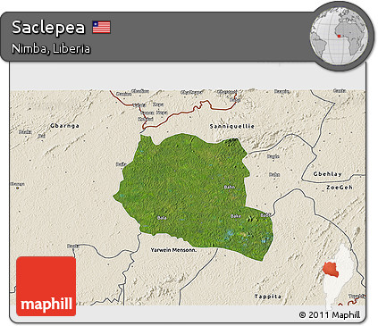 Satellite 3D Map of Saclepea, shaded relief outside