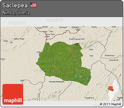 Satellite 3D Map of Saclepea, shaded relief outside