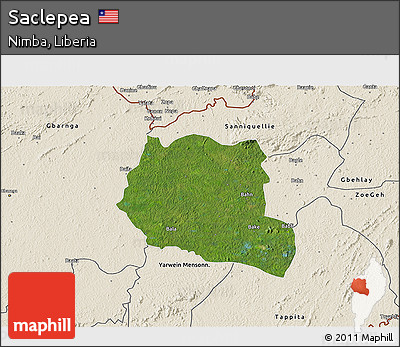Satellite 3D Map of Saclepea, shaded relief outside