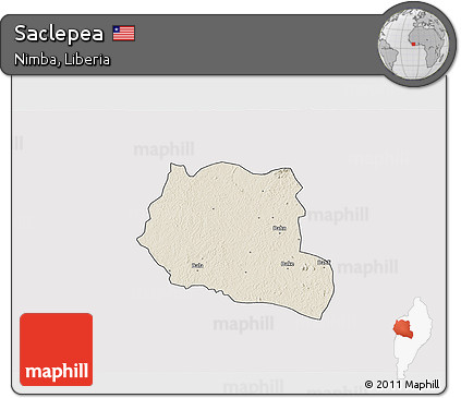 Shaded Relief 3D Map of Saclepea, cropped outside