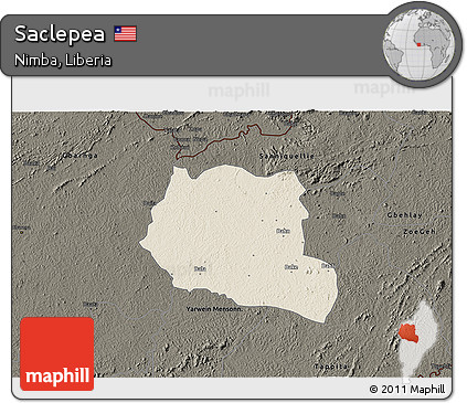 Shaded Relief 3D Map of Saclepea, darken