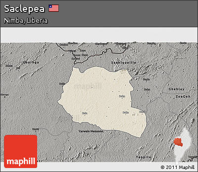Shaded Relief 3D Map of Saclepea, darken, semi-desaturated