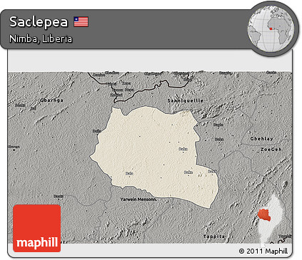 Shaded Relief 3D Map of Saclepea, darken, semi-desaturated