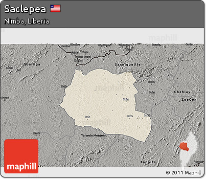 Shaded Relief 3D Map of Saclepea, darken, semi-desaturated
