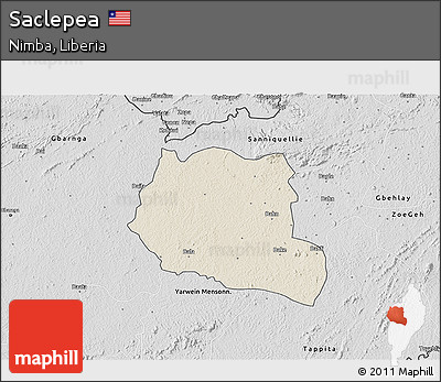 Shaded Relief 3D Map of Saclepea, desaturated
