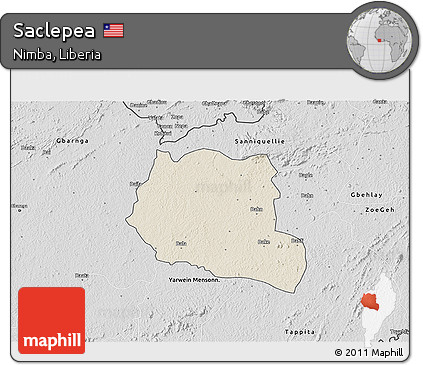 Shaded Relief 3D Map of Saclepea, desaturated