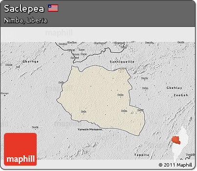 Shaded Relief 3D Map of Saclepea, desaturated