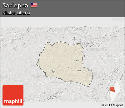 Shaded Relief 3D Map of Saclepea, lighten, semi-desaturated