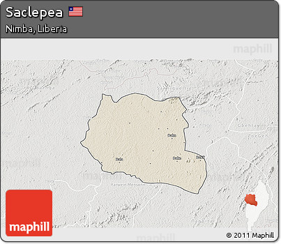 Shaded Relief 3D Map of Saclepea, lighten, semi-desaturated