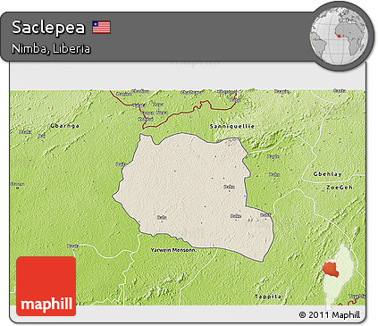Shaded Relief 3D Map of Saclepea, physical outside