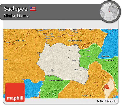 Shaded Relief 3D Map of Saclepea, political outside