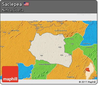 Shaded Relief 3D Map of Saclepea, political outside