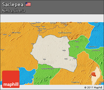 Shaded Relief 3D Map of Saclepea, political outside