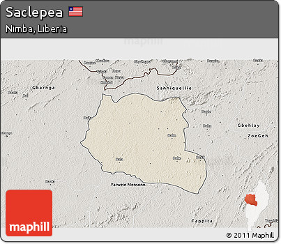 Shaded Relief 3D Map of Saclepea, semi-desaturated