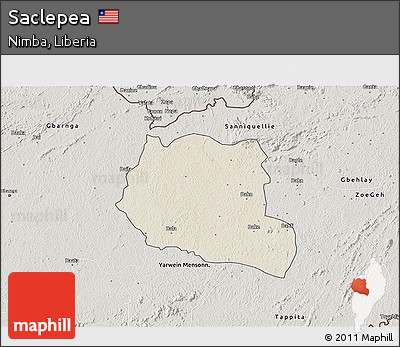 Shaded Relief 3D Map of Saclepea, semi-desaturated