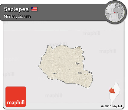Shaded Relief 3D Map of Saclepea, single color outside